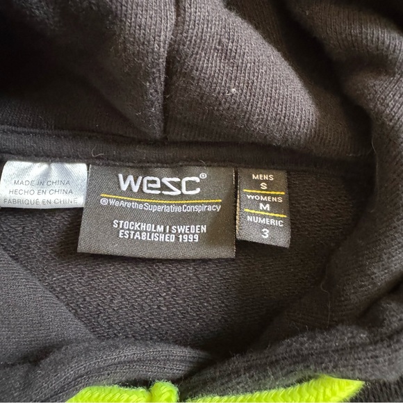 Wesc Mike Retro Stripes Hoodie Black Pullover Mens S Womens M Neon Rainbow - Picture 5 of 13